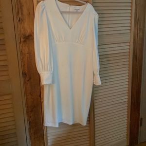 Perfect bridal shower dress. Puffy sleeves and form fitting.